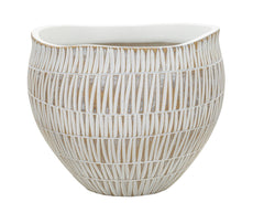 Vase Geometrisch Gold Weiß Rund – Blumenvase Deko