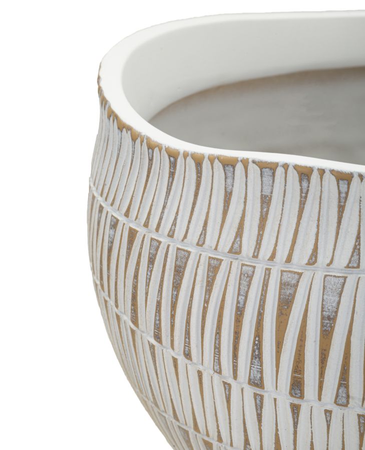 Vase Geometrisch Gold Weiß Rund – Blumenvase Deko