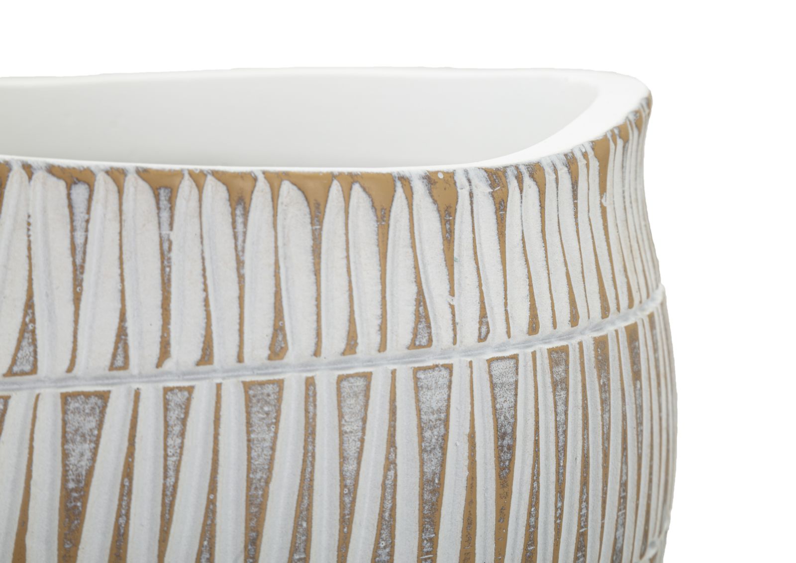 Vase Geometrisch Gold Weiß Rund – Blumenvase Deko