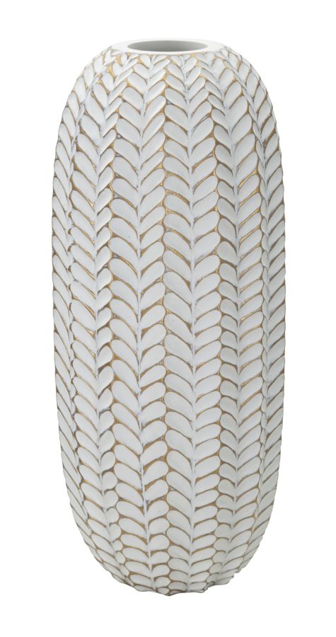 Blumenvase Blätter Gold Weiß – Dekovase