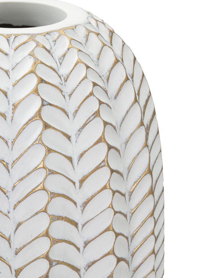 Blumenvase Blätter Gold Weiß – Dekovase