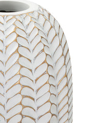 Blumenvase Blätter Gold Weiß – Dekovase