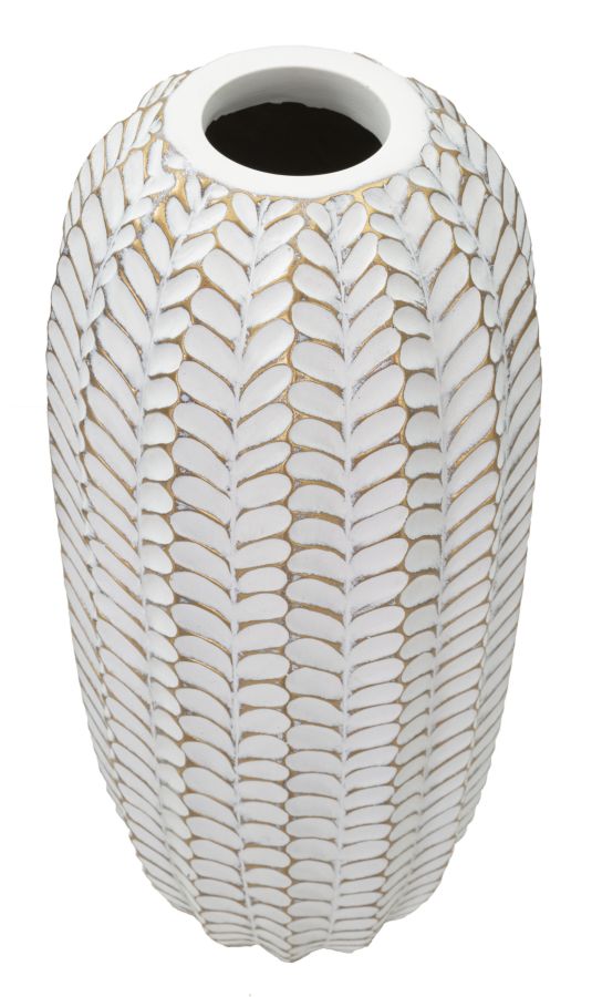 Blumenvase Blätter Gold Weiß – Dekovase