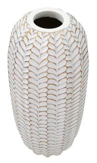 Blumenvase Blätter Gold Weiß – Dekovase