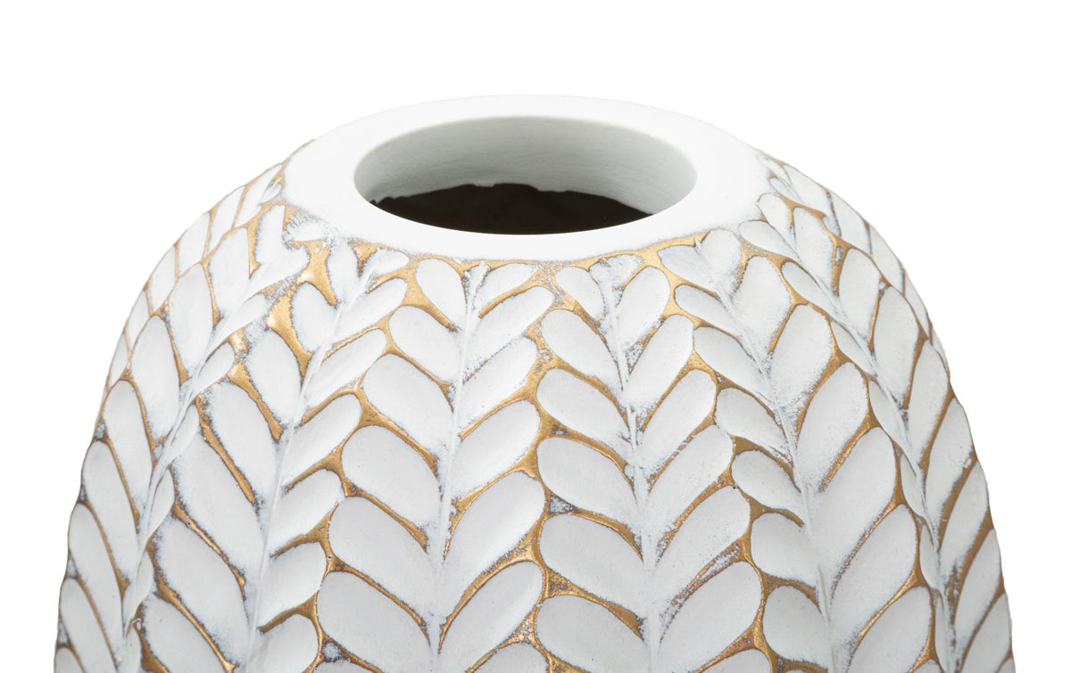 Blumenvase Blätter Gold Weiß – Dekovase
