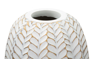 Blumenvase Blätter Gold Weiß – Dekovase