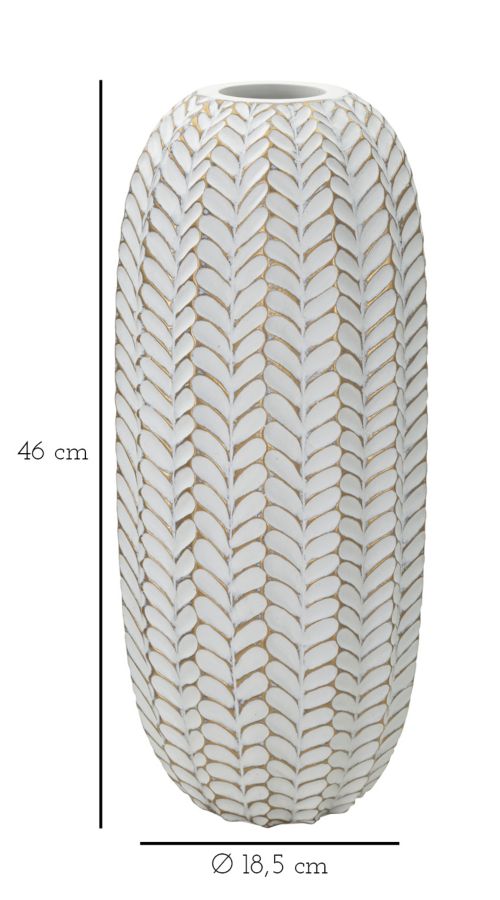 Blumenvase Blätter Gold Weiß – Dekovase