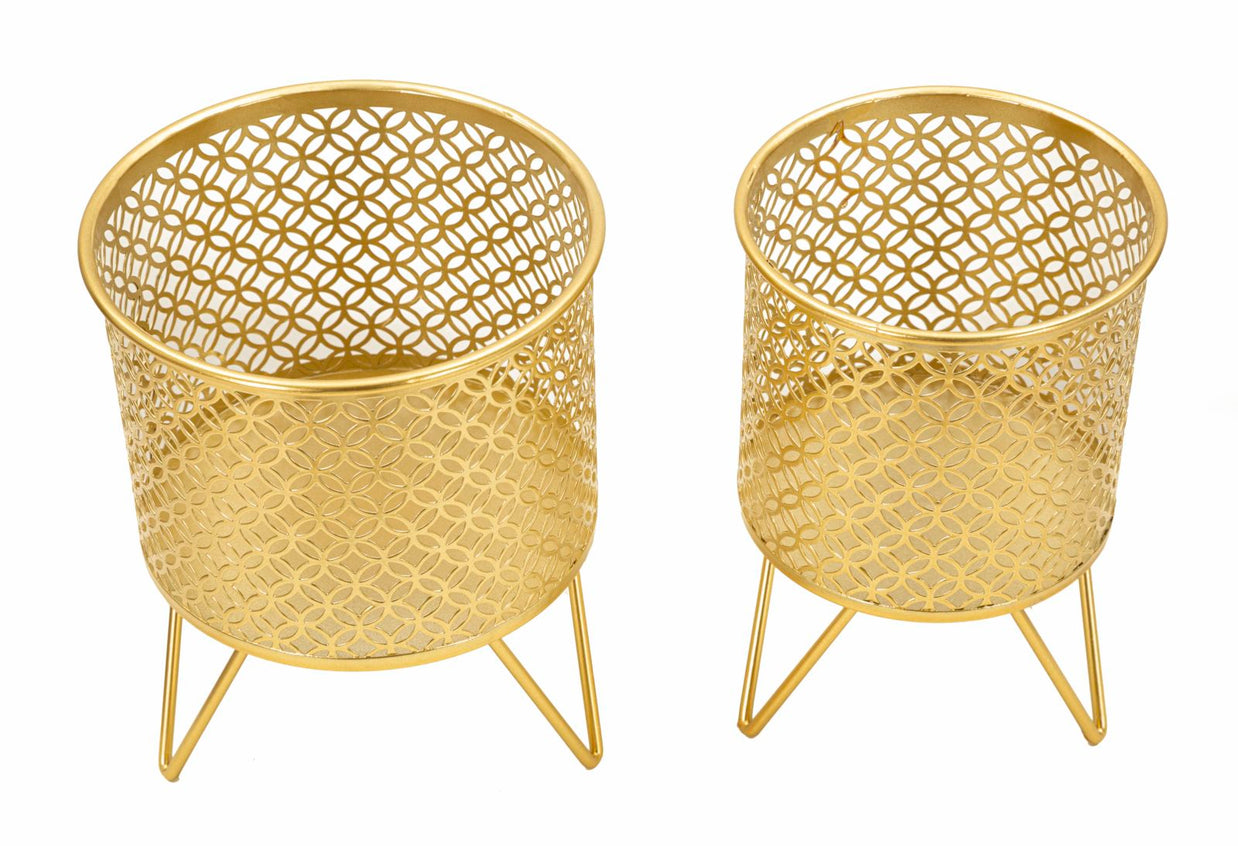 Blumenständer Ceci Gold 2er Set Klein – Pflanzenständer Deko