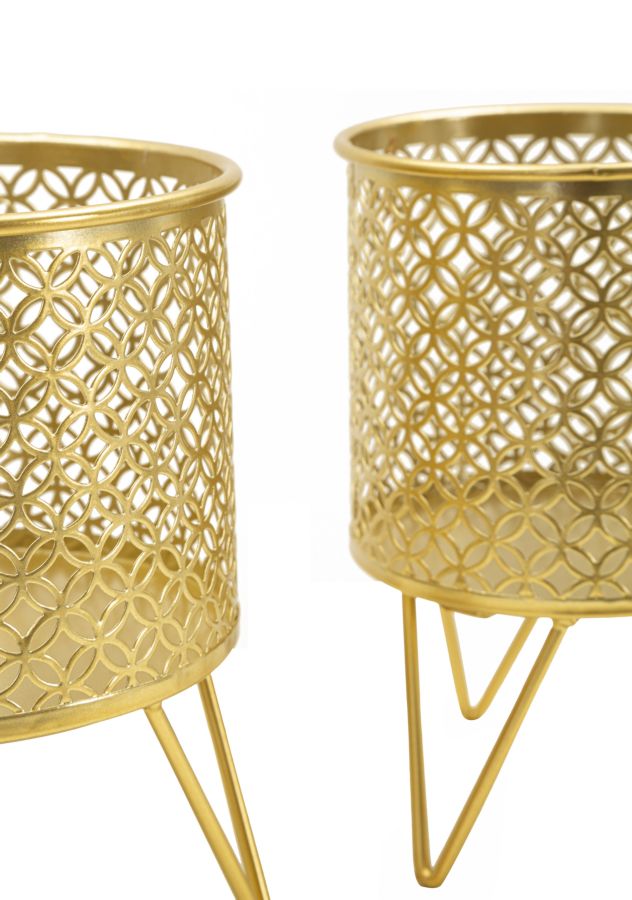 Blumenständer Ceci Gold 2er Set Klein – Pflanzenständer Deko