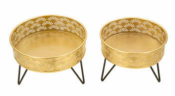 Blumenständer Zanny Gold Schwarz 2er Set – Pflanzenständer Deko