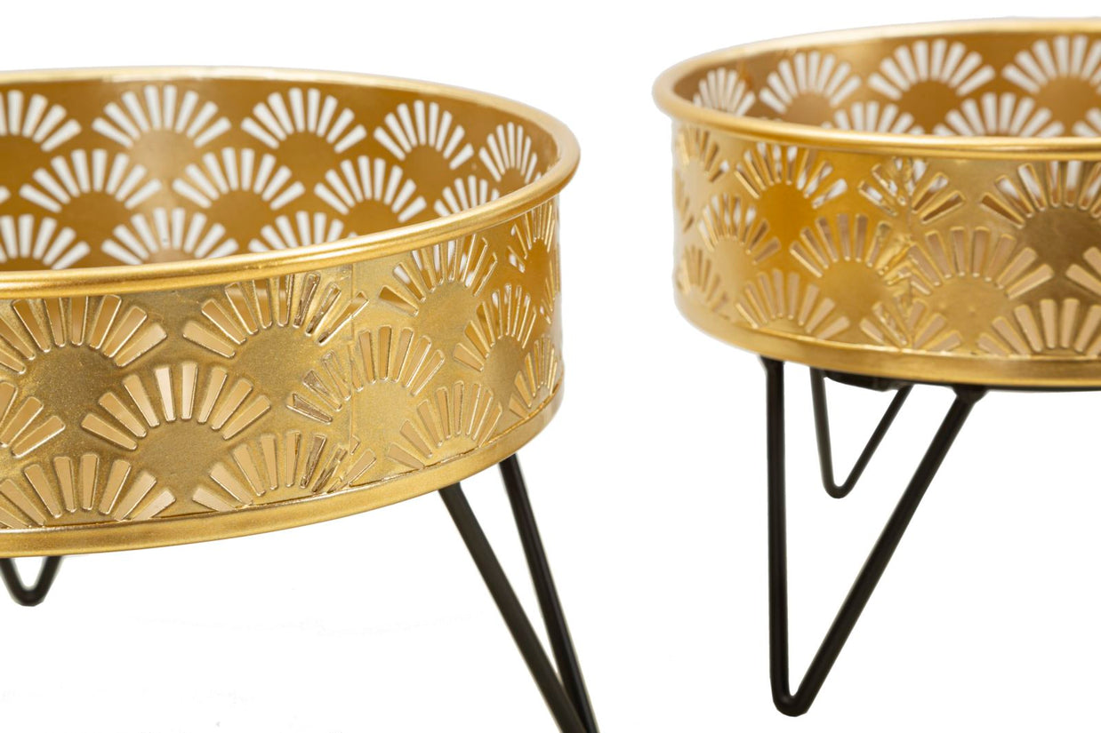 Blumenständer Zanny Gold Schwarz 2er Set – Pflanzenständer Deko