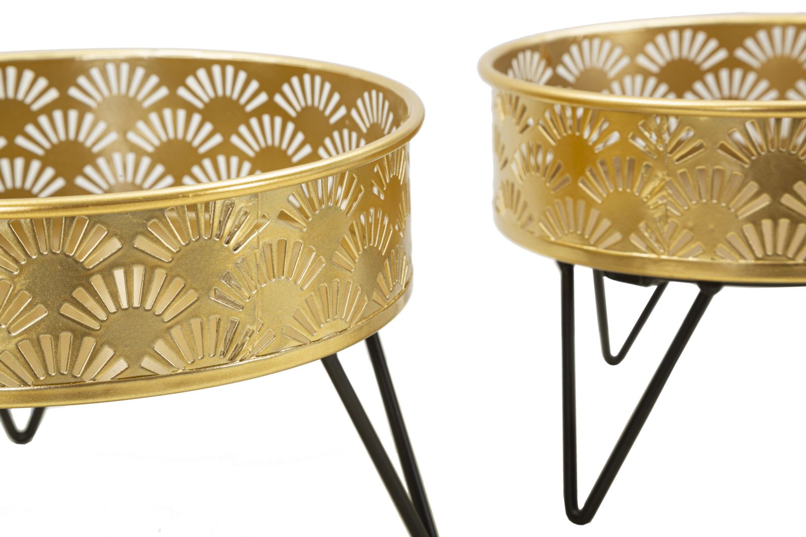 Blumenständer Zanny Gold Schwarz 2er Set – Pflanzenständer Deko