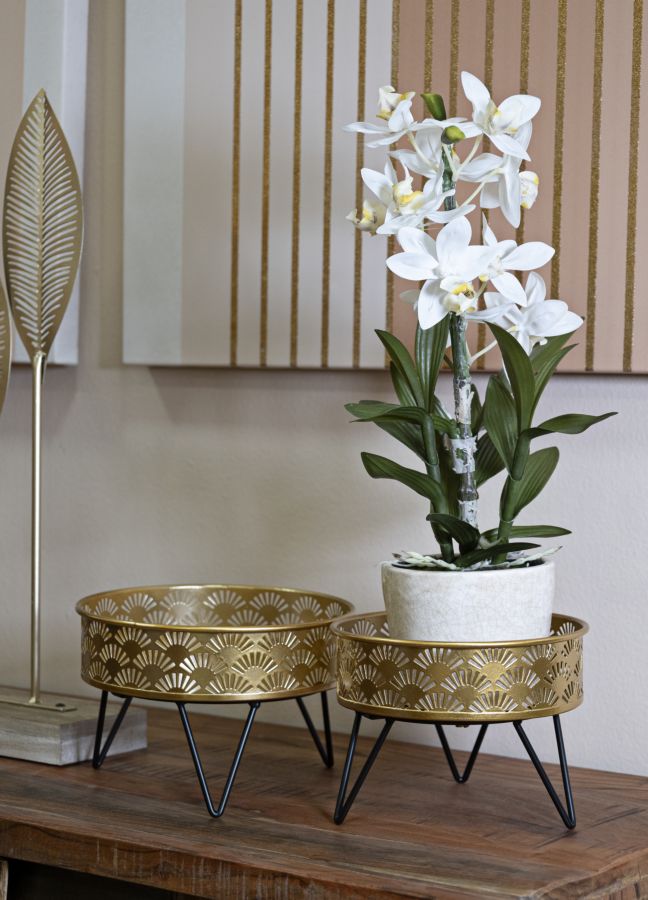 Blumenständer Zanny Gold Schwarz 2er Set – Pflanzenständer Deko