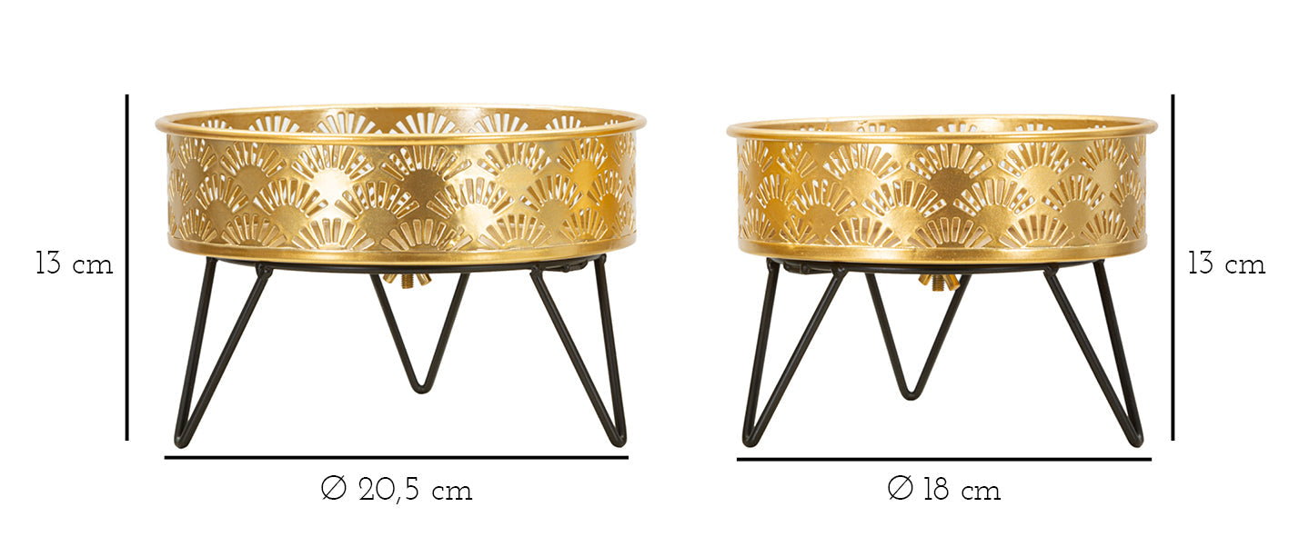 Blumenständer Zanny Gold Schwarz 2er Set – Pflanzenständer Deko