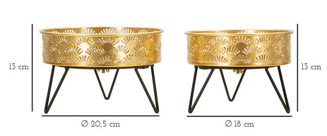 Blumenständer Zanny Gold Schwarz 2er Set – Pflanzenständer Deko