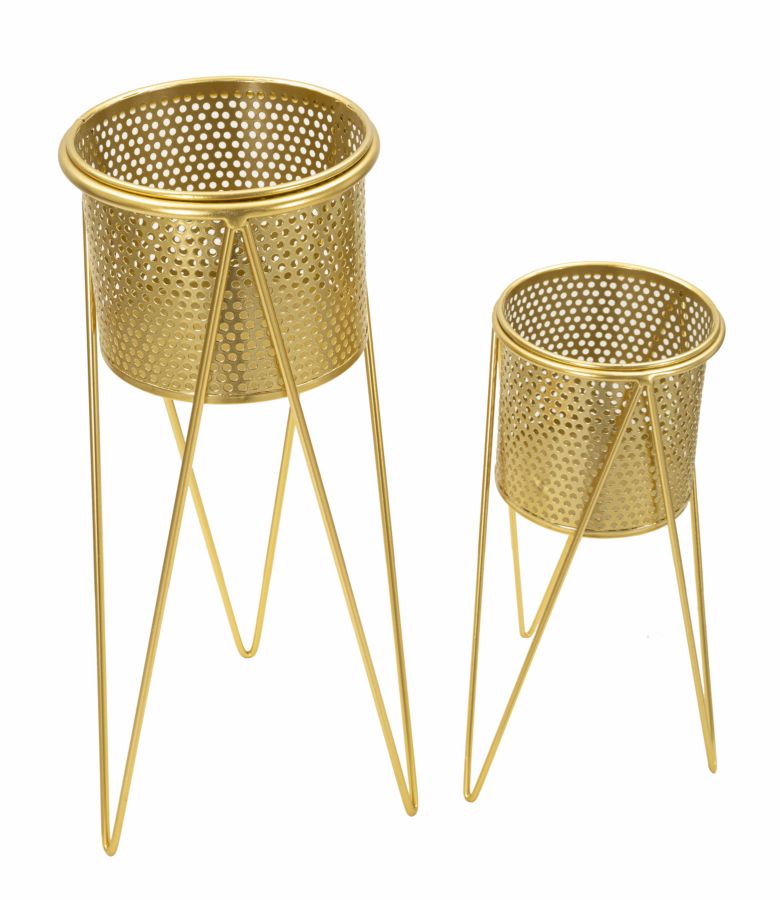 Blumenständer Glat Gold 2er Set – Pflanzenständer Deko