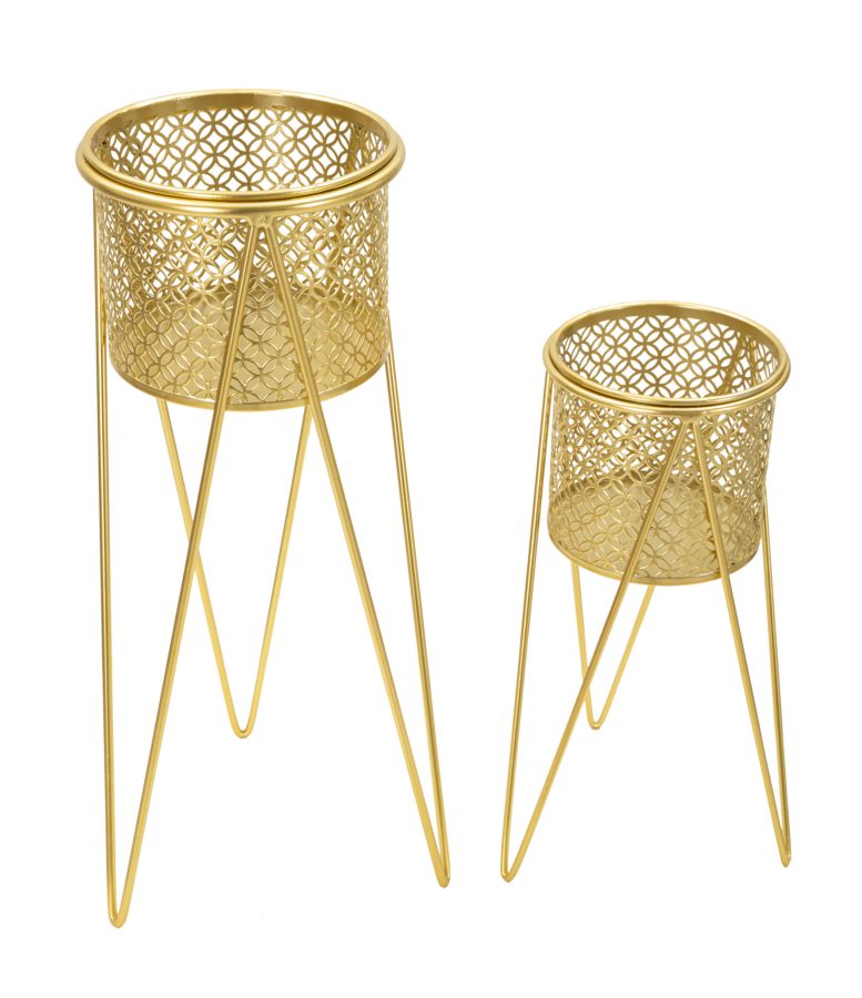 Blumenständer Nat Gold 2er Set – Pflanzenständer Deko