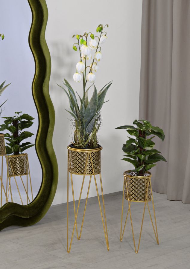 Blumenständer Nat Gold 2er Set – Pflanzenständer Deko