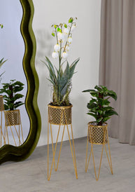 Blumenständer Nat Gold 2er Set – Pflanzenständer Deko