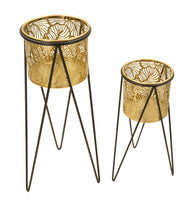 Blumenständer Drak Gold Schwarz 2er Set – Pflanzenständer Deko