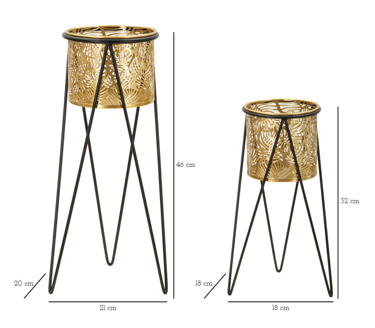 Blumenständer Drak Gold Schwarz 2er Set – Pflanzenständer Deko