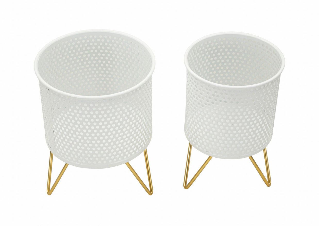 Blumenständer Gaspy Weiß Gold 2er Set Klein – Pflanzenständer