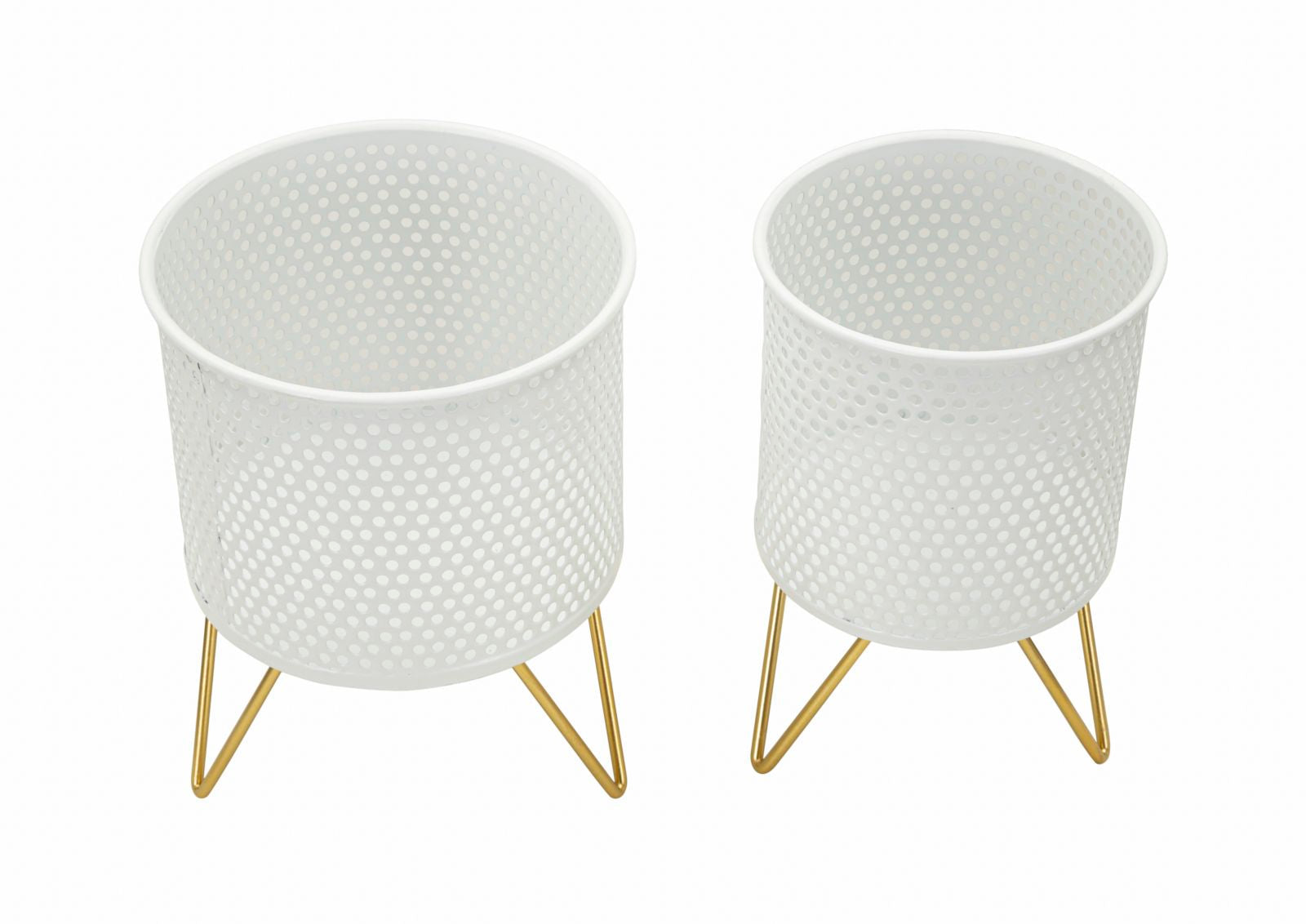 Blumenständer Gaspy Weiß Gold 2er Set Klein – Pflanzenständer