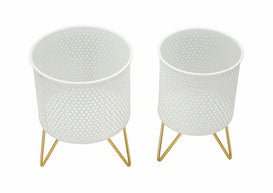 Blumenständer Gaspy Weiß Gold 2er Set Klein – Pflanzenständer
