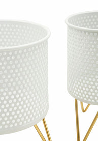 Blumenständer Gaspy Weiß Gold 2er Set Klein – Pflanzenständer