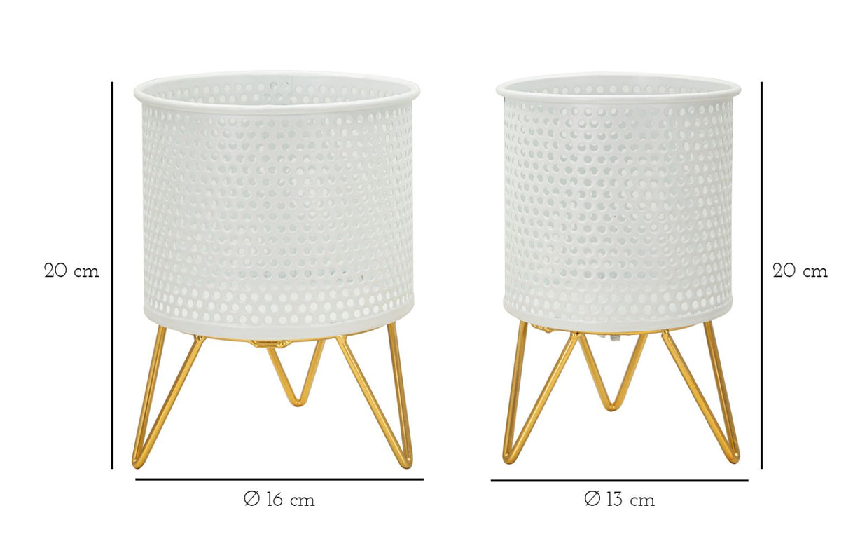 Blumenständer Gaspy Weiß Gold 2er Set Klein – Pflanzenständer