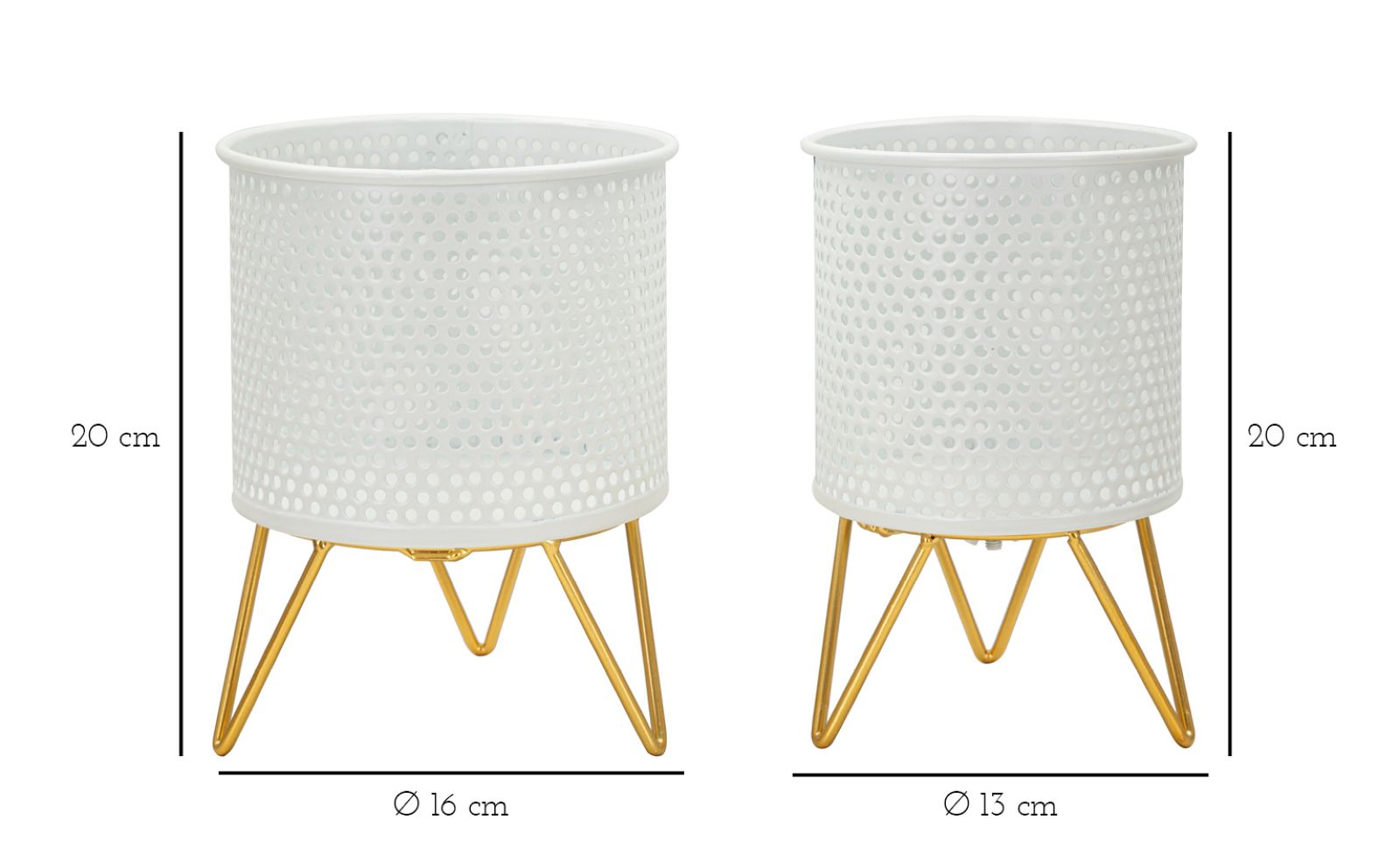 Blumenständer Gaspy Weiß Gold 2er Set Klein – Pflanzenständer