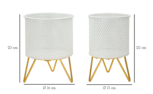 Blumenständer Gaspy Weiß Gold 2er Set Klein – Pflanzenständer