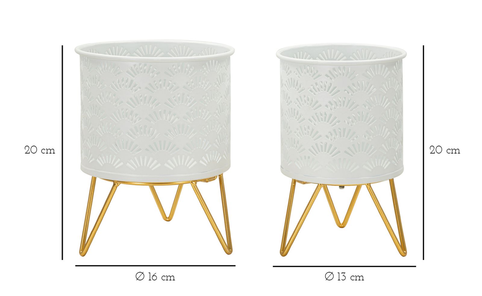 Blumenständer Carly Gold Weiß 2er Set Klein – Pflanzenständer