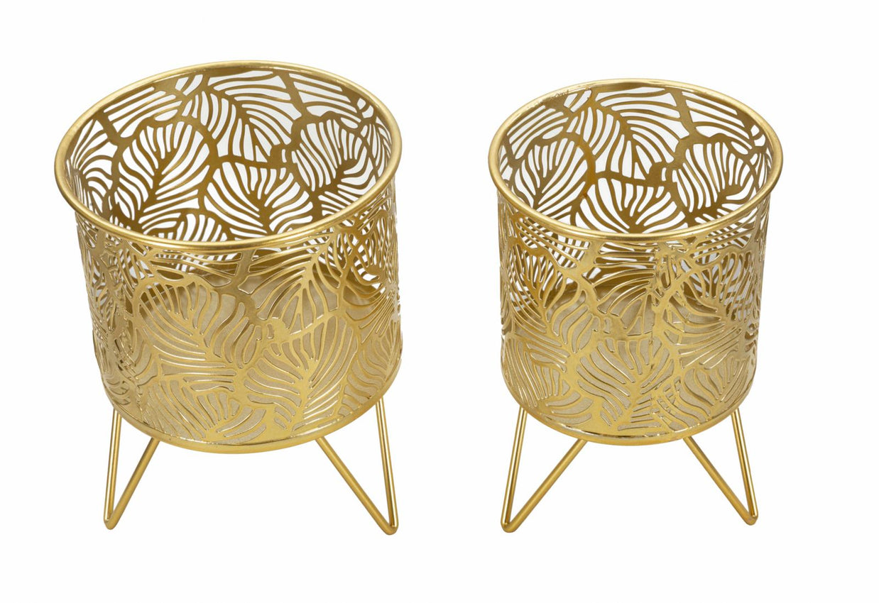 Blumenständer Naty Gold 2er Set Klein – Pflanzenständer Deko