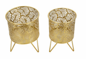 Blumenständer Naty Gold 2er Set Klein – Pflanzenständer Deko