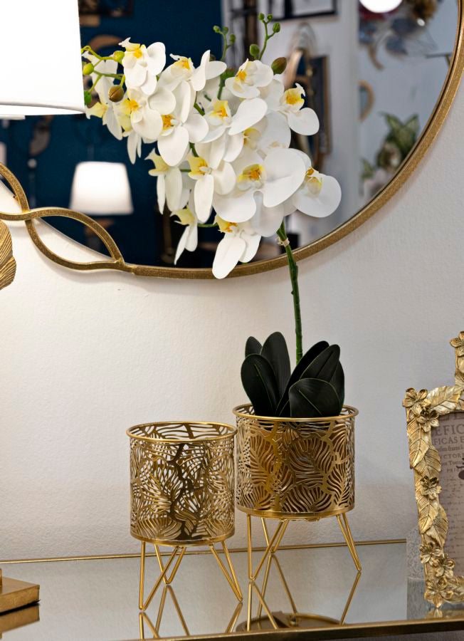 Blumenständer Naty Gold 2er Set Klein – Pflanzenständer Deko