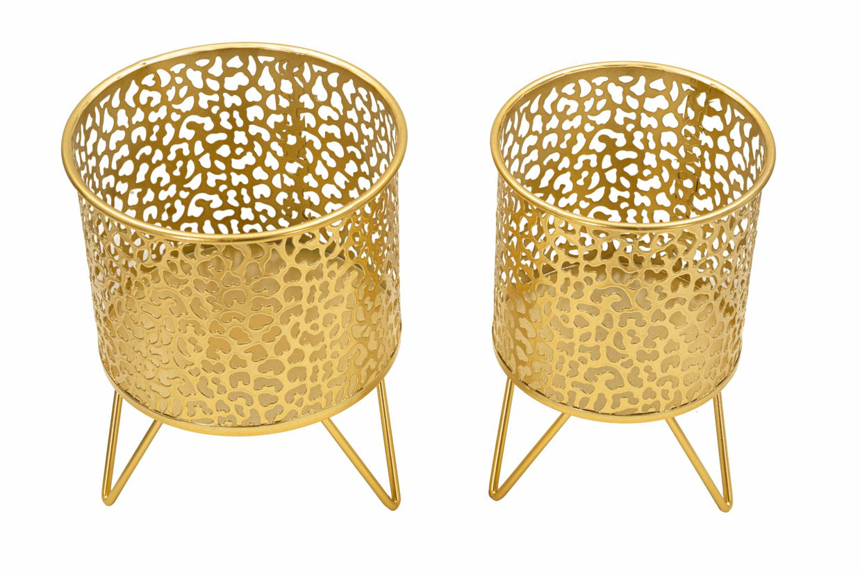 Blumenständer Piny Gold 2er Set Klein – Pflanzenständer Deko