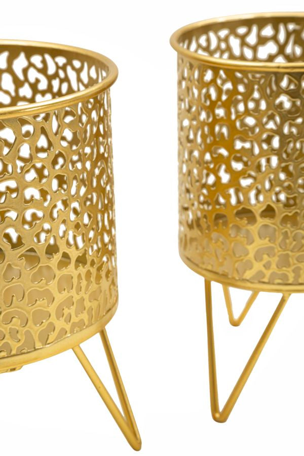 Blumenständer Piny Gold 2er Set Klein – Pflanzenständer Deko