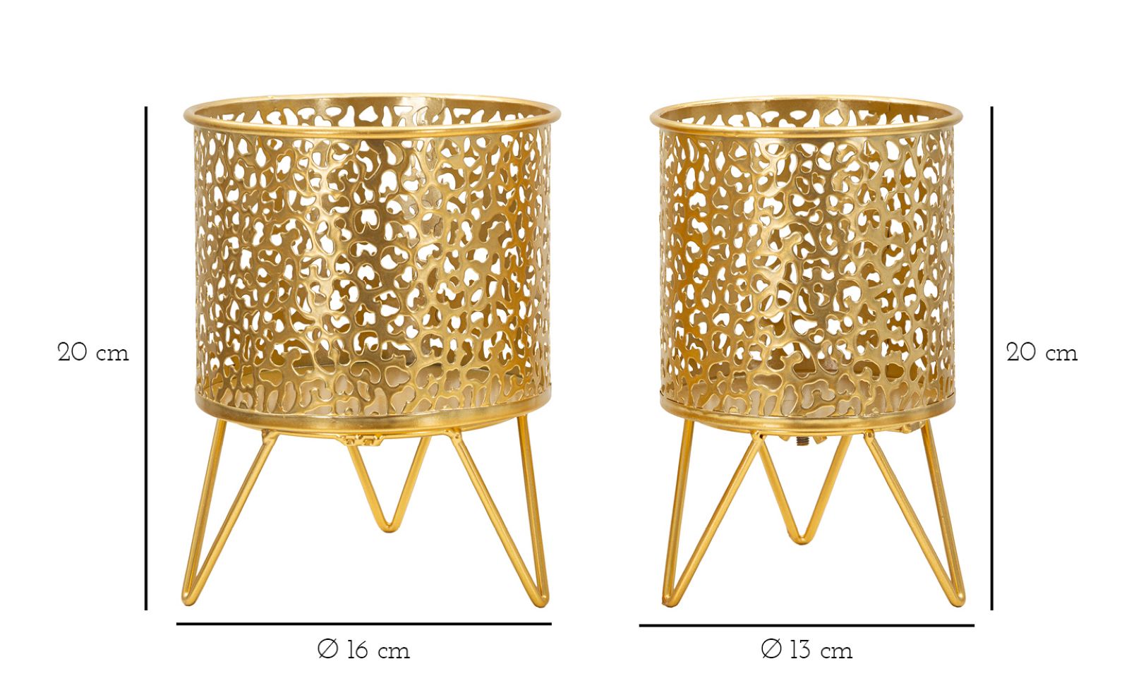 Blumenständer Piny Gold 2er Set Klein – Pflanzenständer Deko