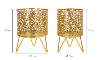 Blumenständer Piny Gold 2er Set Klein – Pflanzenständer Deko