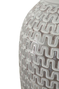 Blumenvase Burgrelief Silber Weiß 43 cm – Dekovase