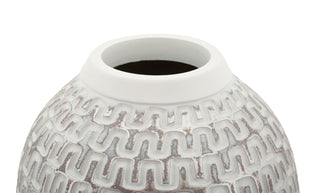 Blumenvase Burgrelief Silber Weiß 43 cm – Dekovase