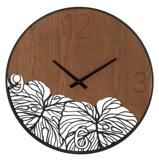Wanduhr Blätter Schwarz Braun 60 cm – Wanduhr