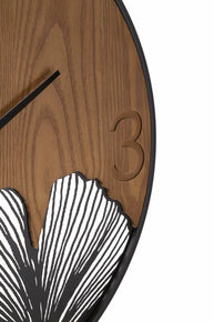 Wanduhr Blätter Schwarz Braun 60 cm Groß – Wanduhr