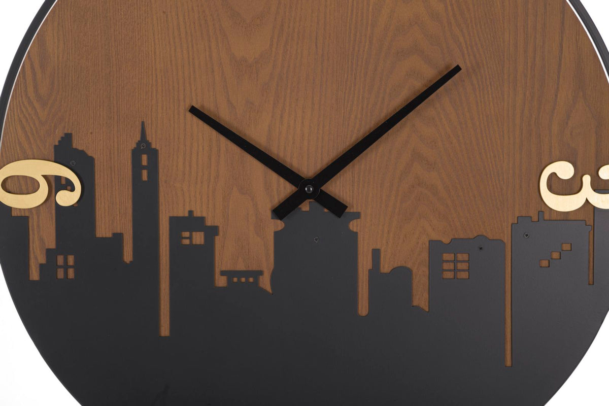 Wanduhr City Schwarz Braun – Wanduhr