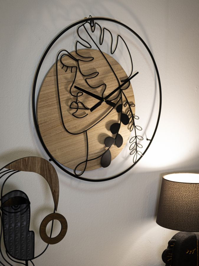 Wanduhr Blätter Schwarz Braun 60 cm – Uhr Wohnzimmer