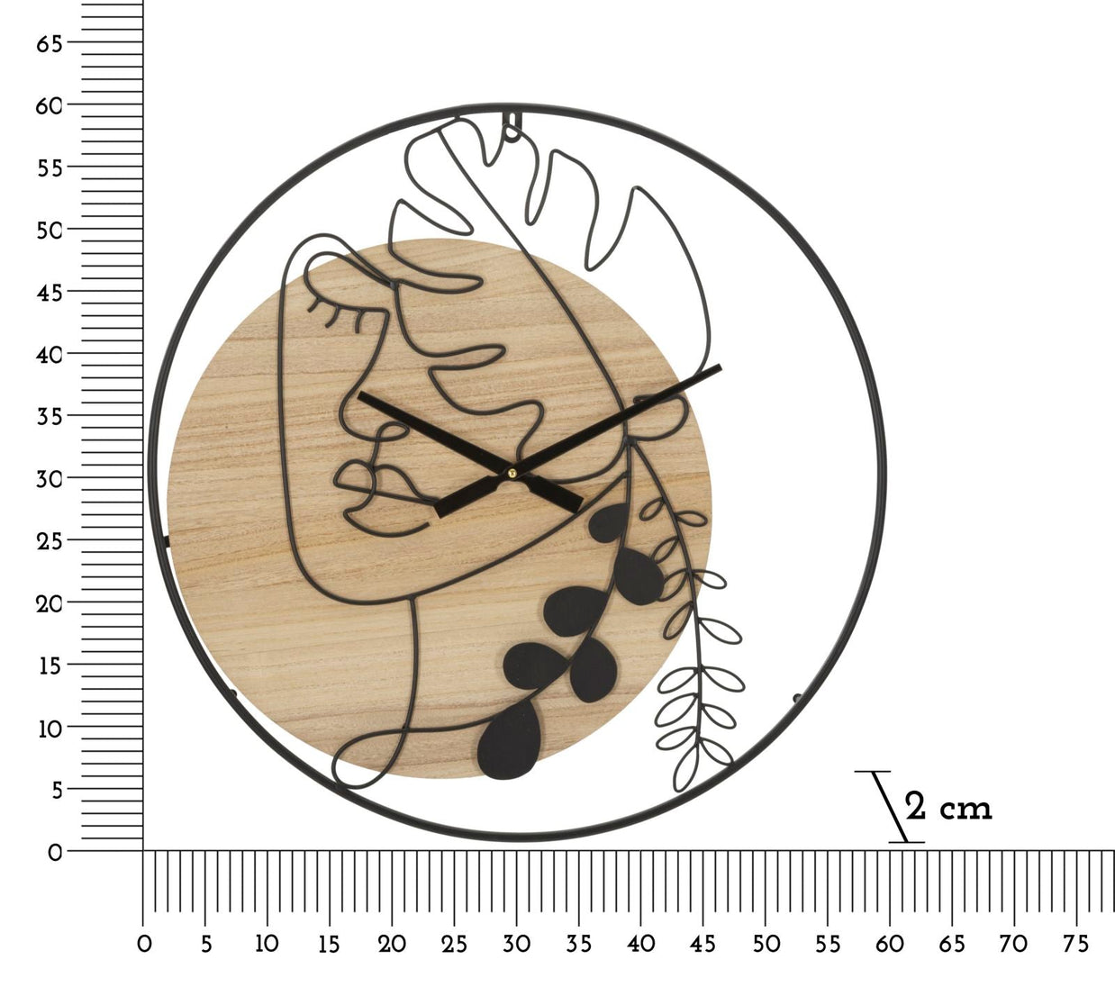 Wanduhr Blätter Schwarz Braun 60 cm – Uhr Wohnzimmer