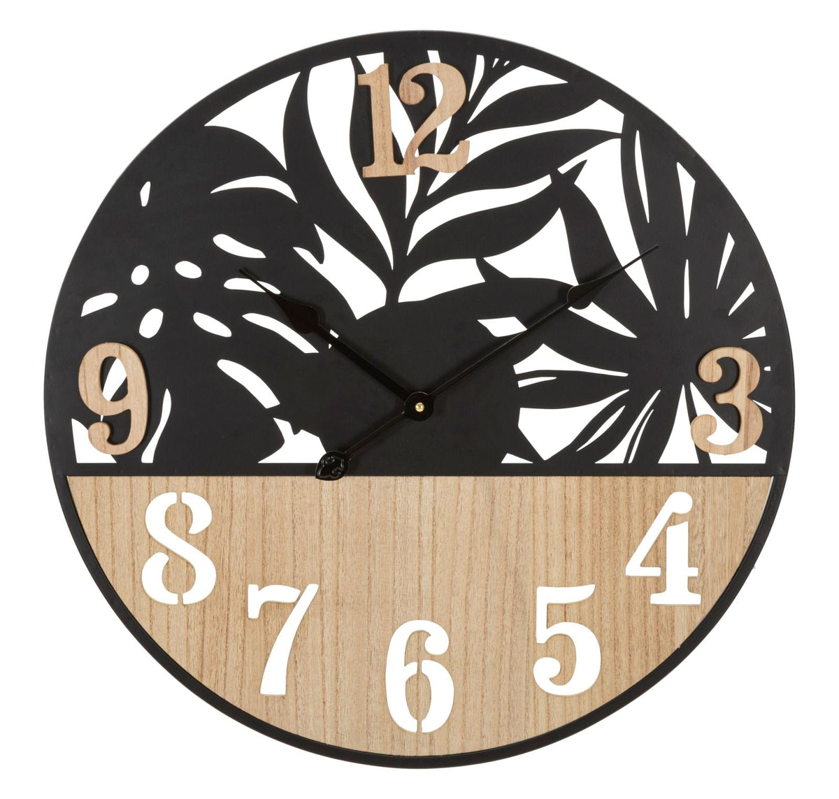 Wanduhr Blätter Schwarz Braun 60 cm B – Uhr Wohnzimmer