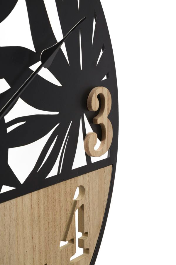 Wanduhr Blätter Schwarz Braun 60 cm B – Uhr Wohnzimmer