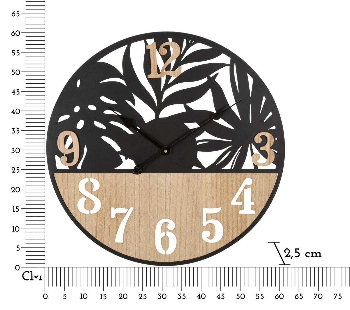 Wanduhr Blätter Schwarz Braun 60 cm B – Uhr Wohnzimmer